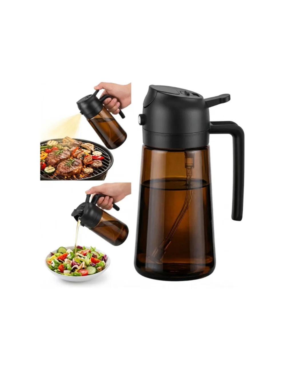 NEW 16oz Olive Oil Sprayer for Cooking, 2 in 1 Oil Dispenser Sunlight Shielding